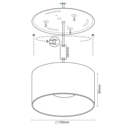 LED spotlampe LED/16W/230V 4000K diameter 10 cm sort