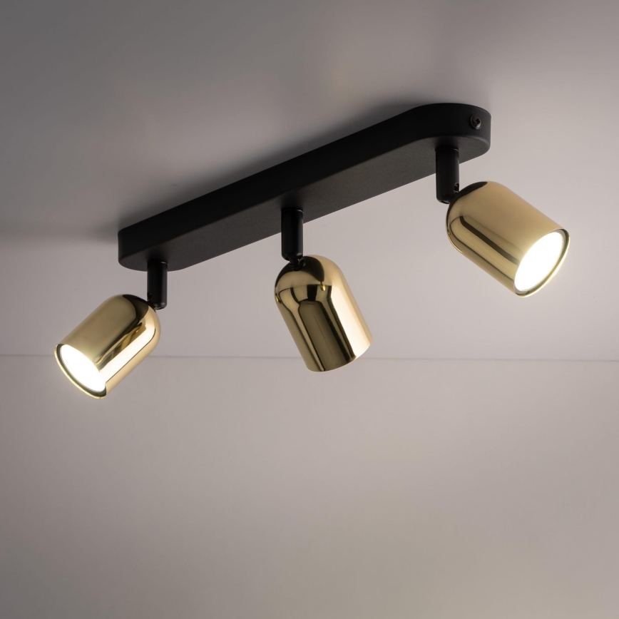 LED spotlampe TOP 3xGU10/10W/230V sort/guld