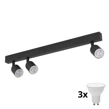 LED spotlampe TOP 3xGU10/10W/230V sort