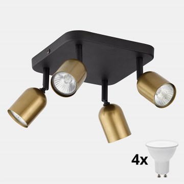 LED spotlampe TOP 4xGU10/10W/230V guld/sort