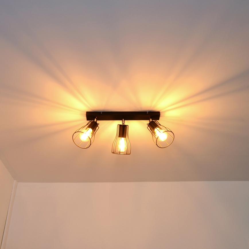 LED Spotlampe TUBE II 3xE27/15W/230V sort