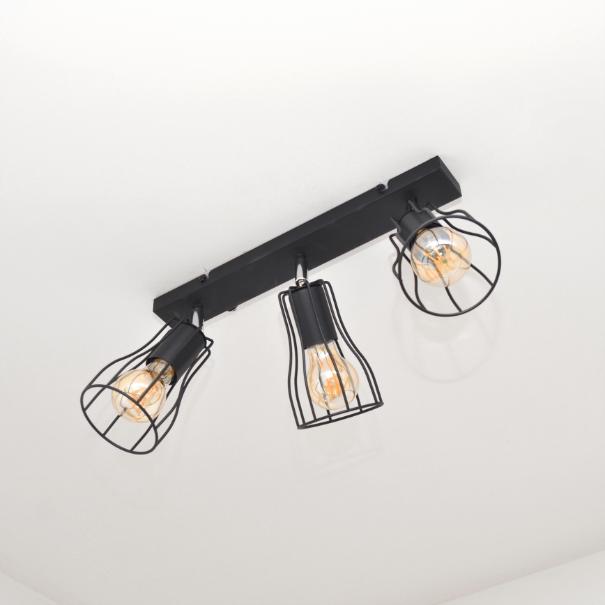 LED Spotlampe TUBE II 3xE27/15W/230V sort