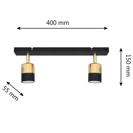 LED spotlampe TUBSSON 2xGU10/4,8W/230V sort/guldfarvet
