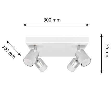 LED spotlampe TUBSSON 4xGU10/4,8W/230V hvid/skinnende krom