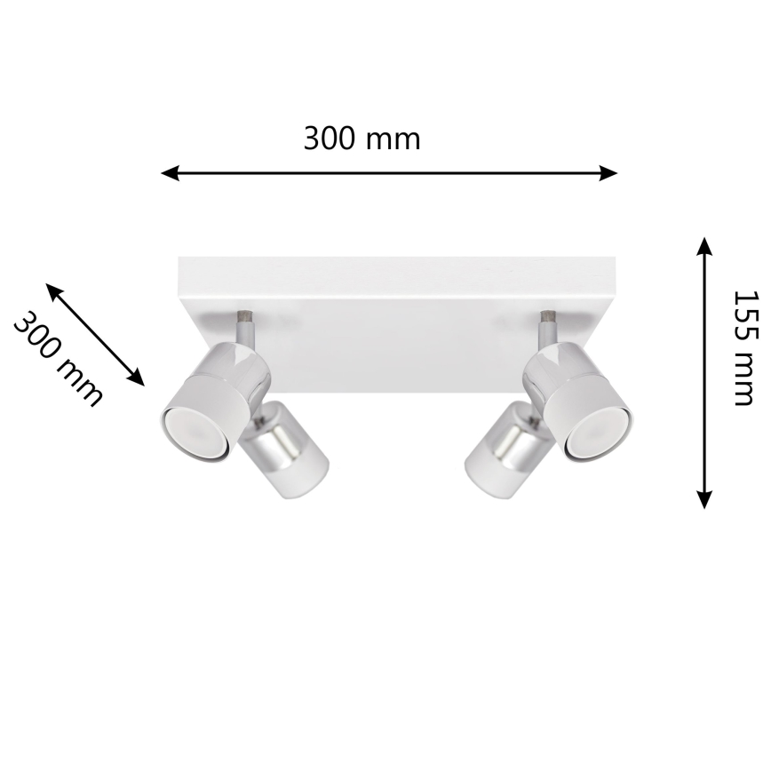 LED spotlampe TUBSSON 4xGU10/4,8W/230V hvid/skinnende krom