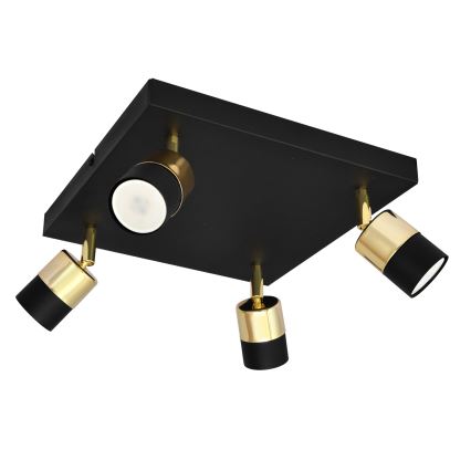 LED spotlampe TUBSSON 4xGU10/4,8W/230V sort/guldfarvet