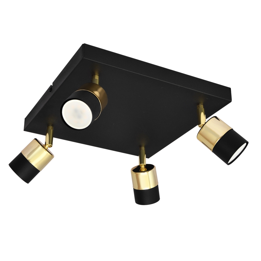 LED spotlampe TUBSSON 4xGU10/4,8W/230V sort/guldfarvet