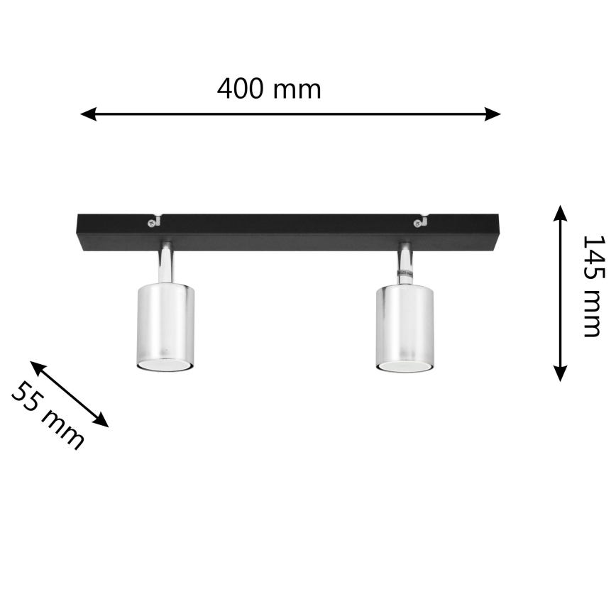 LED spotlampe TUNE 2xGU10/4,8W/230V mat krom/sort