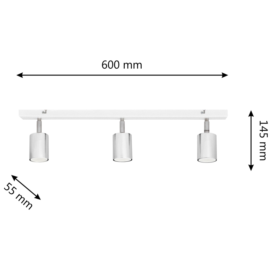 LED spotlampe TUNE 3xGU10/4,8W/230V mat krom/hvid