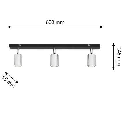 LED spotlampe TUNE 3xGU10/4,8W/230V mat krom/sort