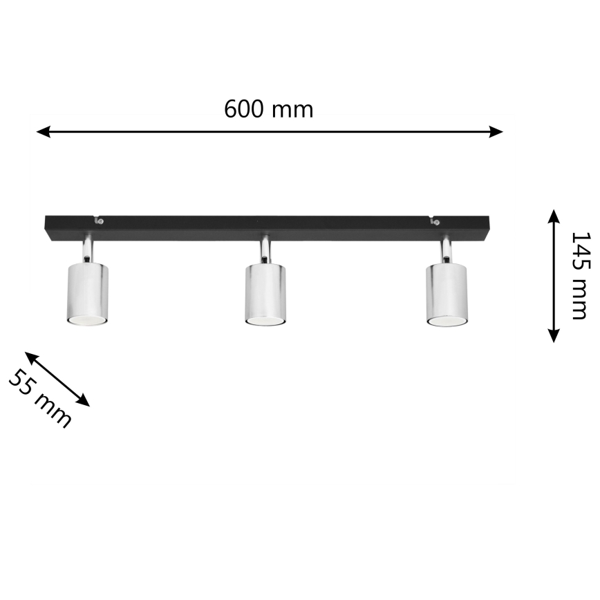 LED spotlampe TUNE 3xGU10/4,8W/230V mat krom/sort