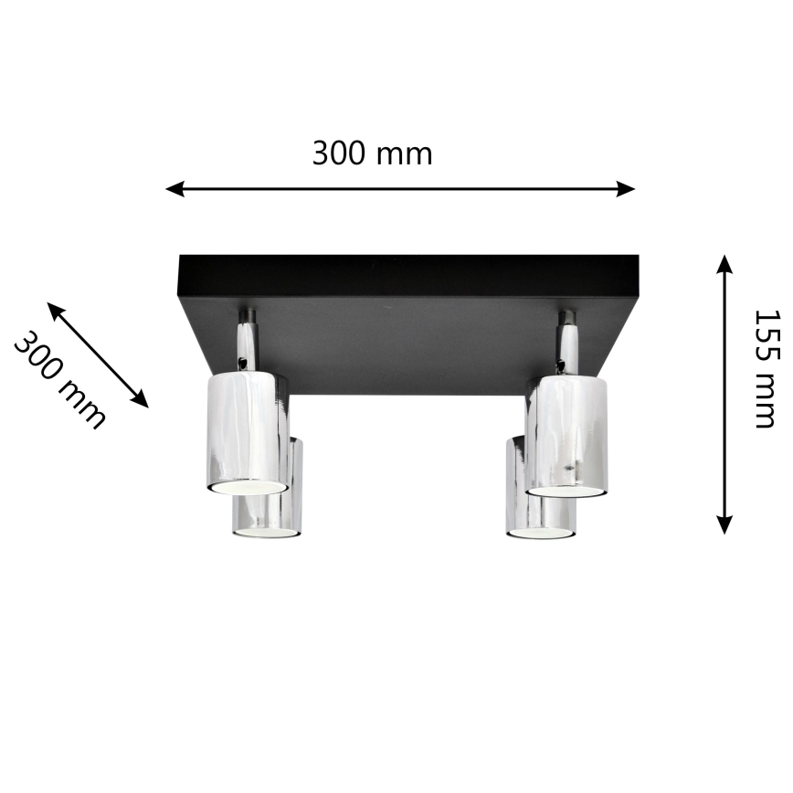 LED spotlampe TUNE 4xGU10/4,8W/230V mat krom/sort