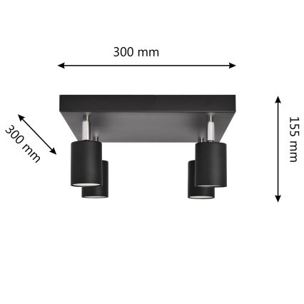 LED spotlampe TUNE 4xGU10/4,8W/230V sort