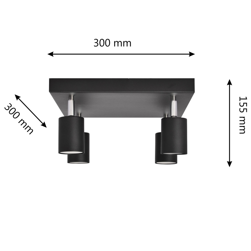 LED spotlampe TUNE 4xGU10/4,8W/230V sort