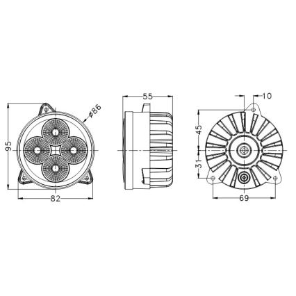 LED Spotlight til traktor BLACK LED/20W/10-30V IP69 5700K rund