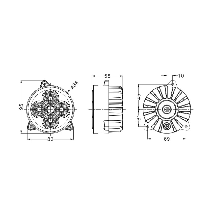 LED Spotlight til traktor BLACK LED/20W/10-30V IP69 5700K rund