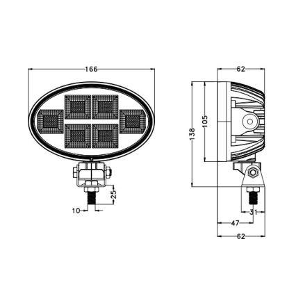 LED Spotlys til bil BLACK LED/150W/10-30V IP69 5700K oval