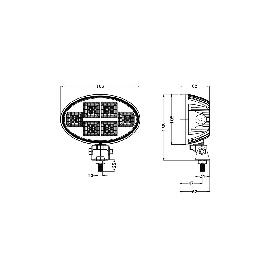 LED Spotlys til bil BLACK LED/150W/10-30V IP69 5700K oval