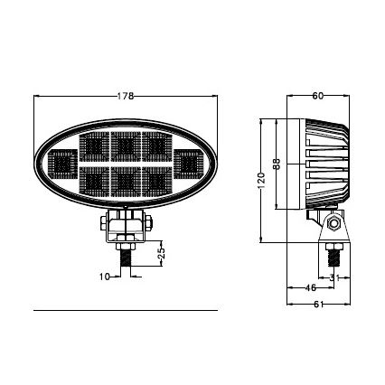 LED Spotlys til bil BLACK LED/160W/10-30V IP69 5700K oval