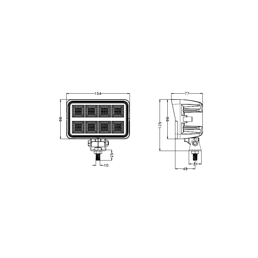 LED Spotlys til bil BLACK LED/160W/10-30V IP69 5700K rektangulær
