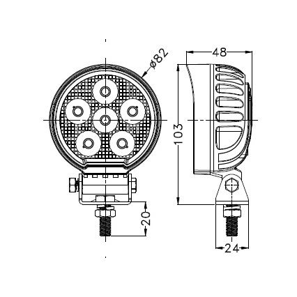 LED Spotlys til bil BLACK LED/24W/10-30V IP69 5700K rund