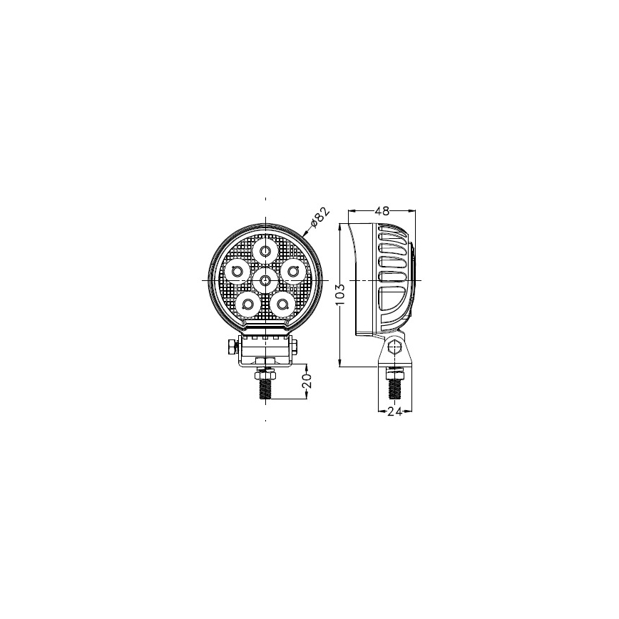LED Spotlys til bil BLACK LED/24W/10-30V IP69 5700K rund