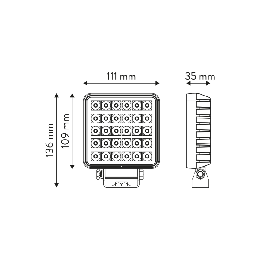 LED Spotlys til bil BLACK LED/30W/10-30V IP69 5700K kantet