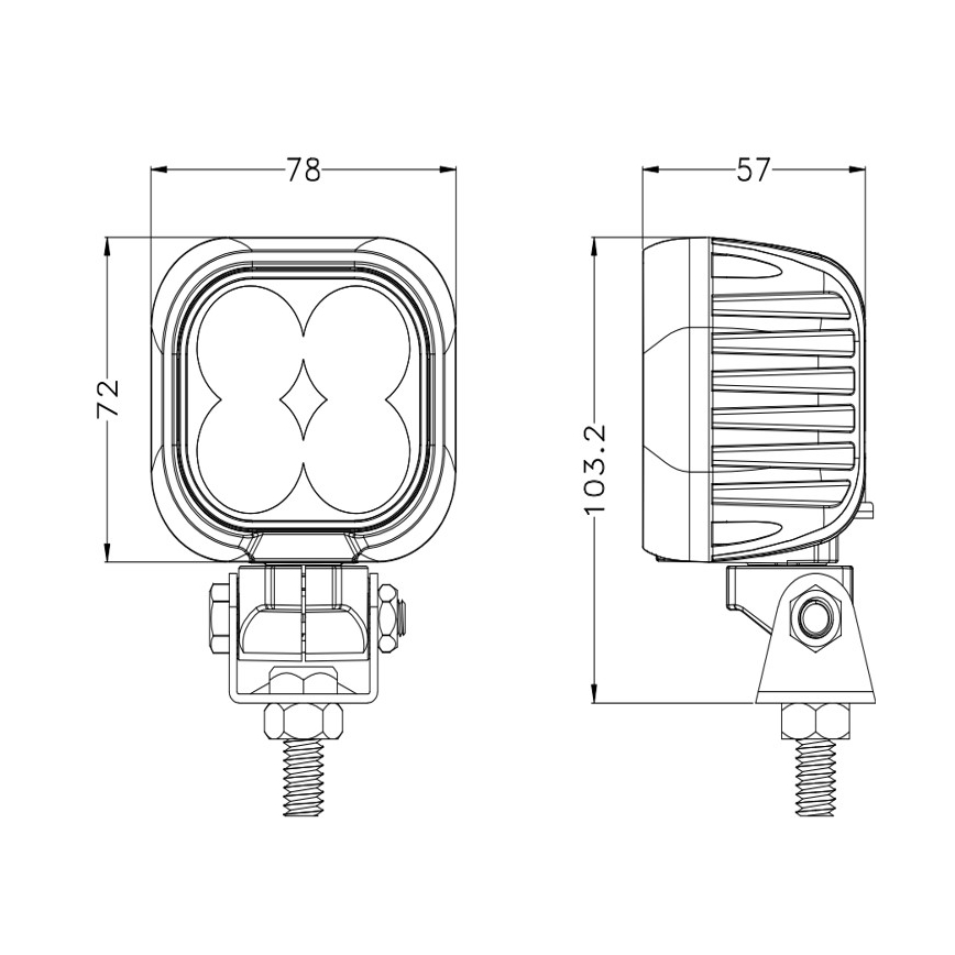 LED Spotlys til bil BLACK LED/40W/10-30V IP69 5700K kantet