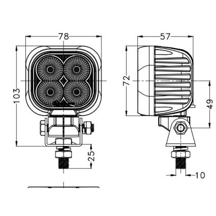 LED Spotlys til bil BLACK LED/40W/10-30V IP69 5700K kantet