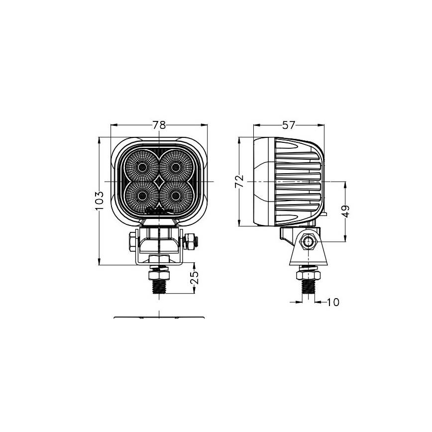 LED Spotlys til bil BLACK LED/40W/10-30V IP69 5700K kantet