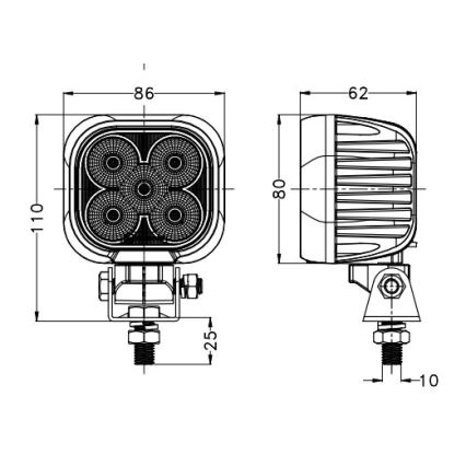 LED Spotlys til bil BLACK LED/50W/10-30V IP69 5700K kantet