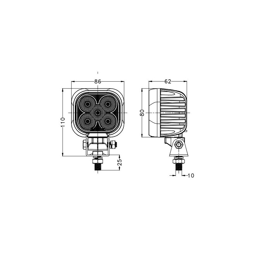 LED Spotlys til bil BLACK LED/50W/10-30V IP69 5700K kantet