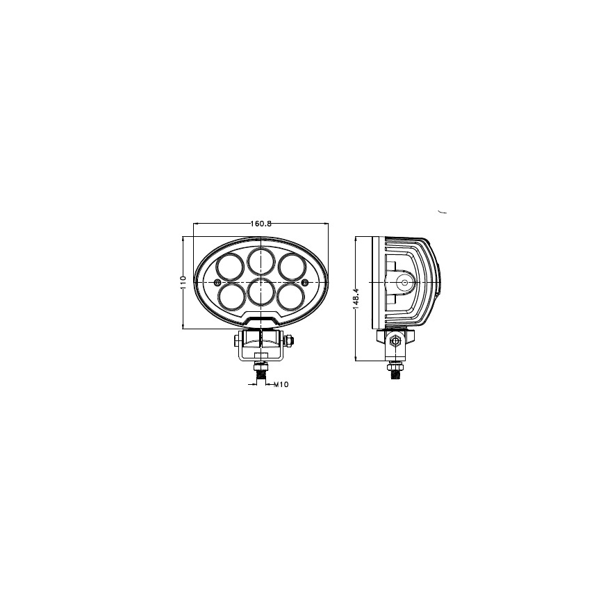 LED Spotlys til bil BLACK LED/60W/10-30V IP69 5700K oval