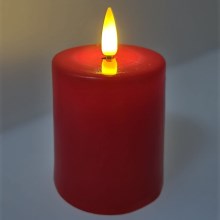 LED stearinlys LED/2xAA varm hvid 9 cm rød