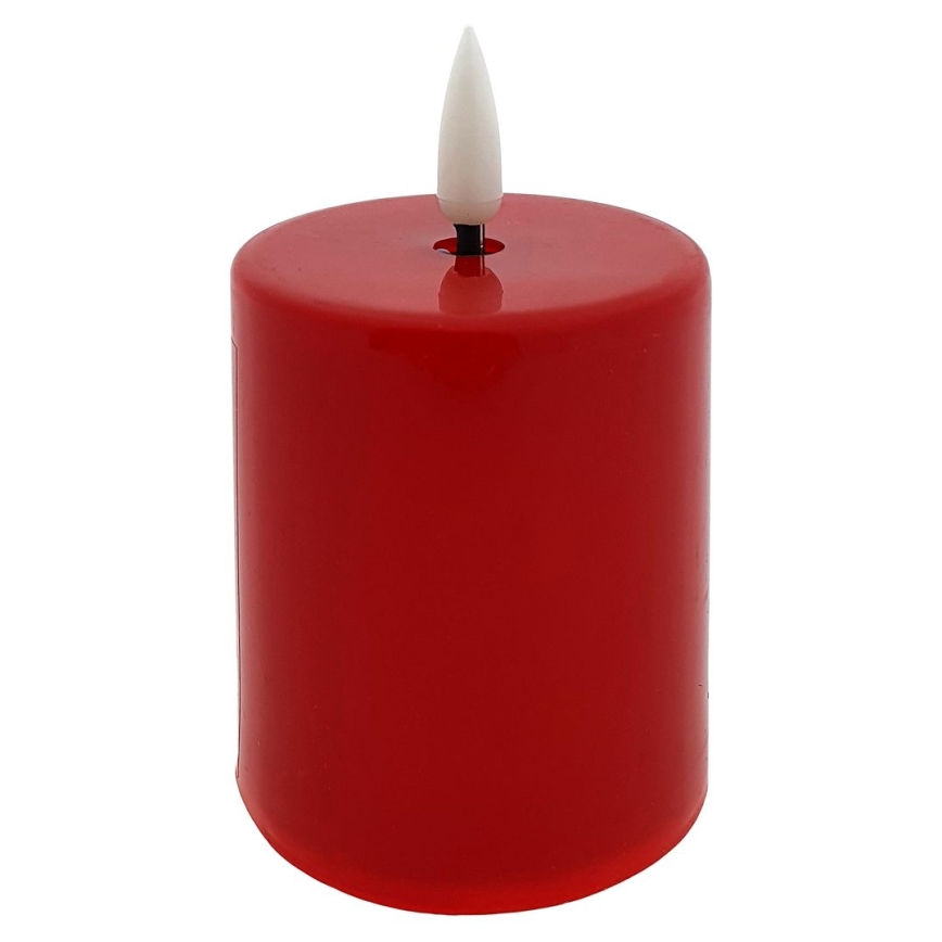 LED stearinlys LED/2xAA varm hvid 9 cm rød