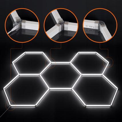 Dæmpbar LED-loftlampe HEXAGON LED/192W/85-265V 5000K 160x221 cm CRI 90 IP54 hvid