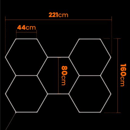 Dæmpbar LED-loftlampe HEXAGON LED/192W/85-265V 5000K 160x221 cm CRI 90 IP54 hvid