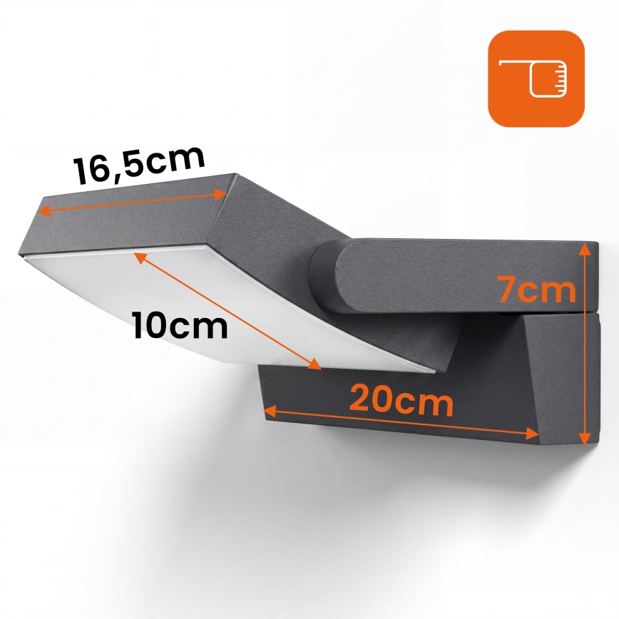 LED dæmpbar udendørs væglampe LED/12/18/24W/230V 3000/4000/6500K IP54 sort