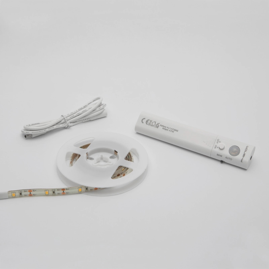 LED strip med bevægelsessensor 1 m LED/2,4W/6V 4xAAA 3000K