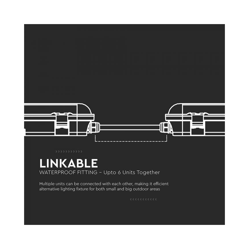 LED teknisk rørarmatur med nødmodul LED/48W/230V 6500K IP65 2200 mAh 150 cm