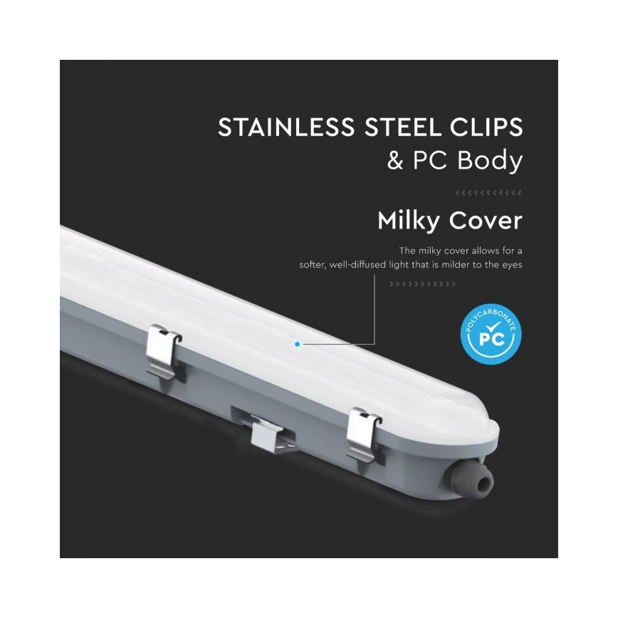 LED teknisk rørarmatur med nødmodul LED/48W/230V 6500K IP65 2200 mAh 150 cm