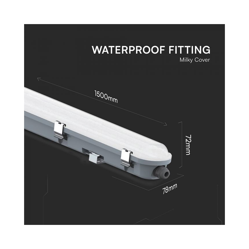 LED teknisk rørarmatur med nødmodul LED/48W/230V 6500K IP65 2200 mAh 150 cm