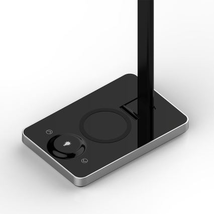 LED Touch-dæmpbar bordlampe med trådløs opladning LED/7W/5V 3000-6500K USB sort