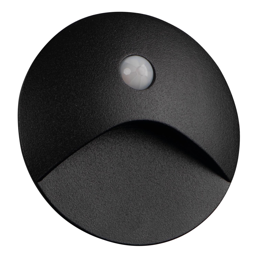 LED trappearmatur med bevægelses- og skumringssensor EXIN LED/2,5W/230V 4000K IP65 sort rund