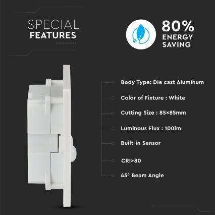 LED trappelampe med bevægelsessensor LED/3W/230V 4000K hvid