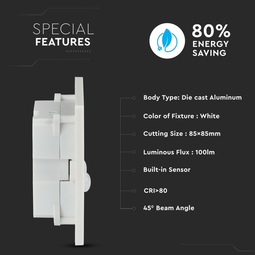 LED trappelampe med bevægelsessensor LED/3W/230V 4000K hvid