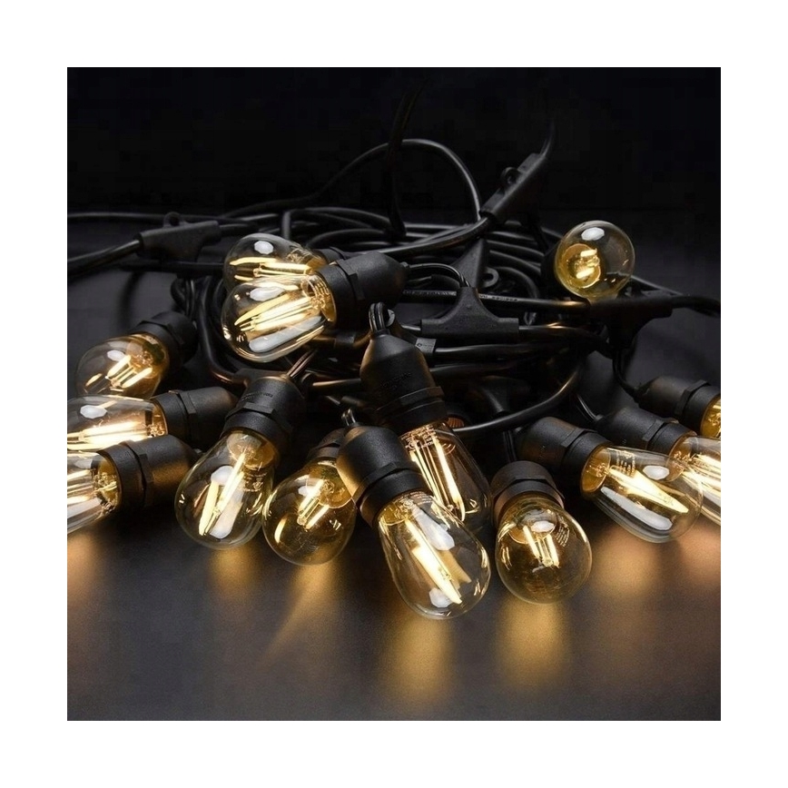 LED udendørs dekorationskæde 20xE27/1W/230V 20,94 m IP44 sort