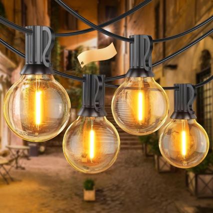 LED udendørs dekorationskæde 36xE12/1W/230V 22,35 m IP65 sort