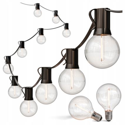 LED udendørs dekorationskæde 36xE12/1W/230V 22,35 m IP65 sort