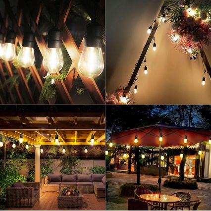 LED udendørs dekorationslyskæde 10xE27/1W/230V 10,94 m IP44 sort